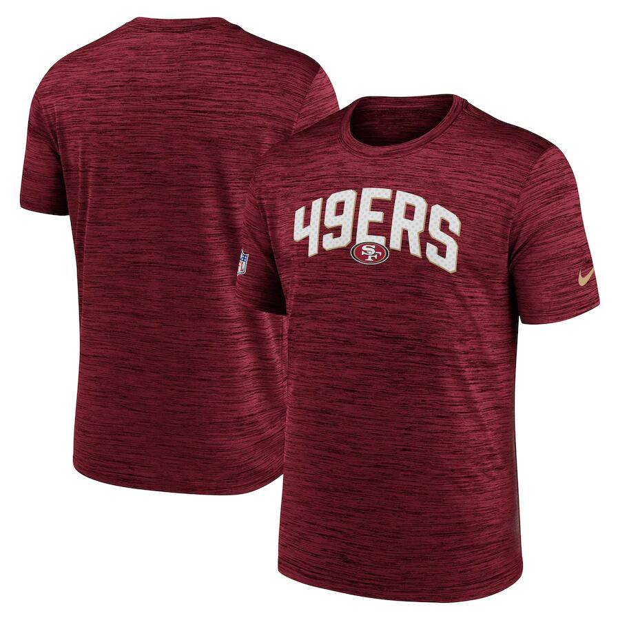Men's San Francisco 49ers Scarlet Sideline Velocity Stack Performance T-Shirt Men's San Francisco 49ers Scarlet Sideline Velocity Stack Performance T-Shirt